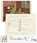 Henri Matisse Autograph Letter Signed on the Verso of a Postcard Featuring His Painting Pianist and Checker Players